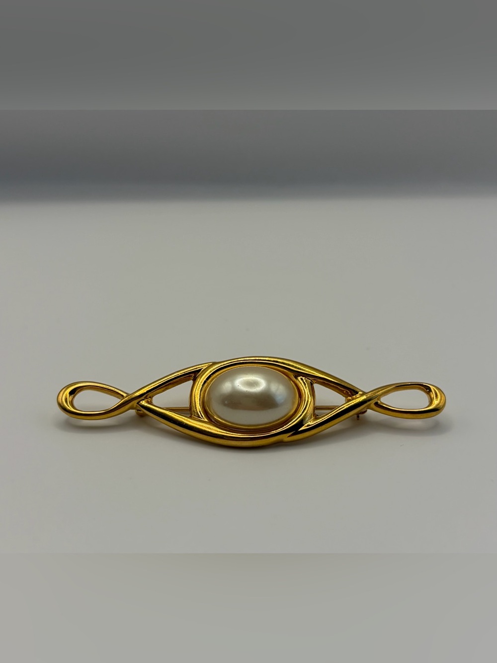 Vintage Napier Faux Pearl Bar Brooch